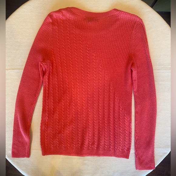 Banana Republic Orange Cable Knit Sweater with button accents LIKE NEW - Picture 3 of 4